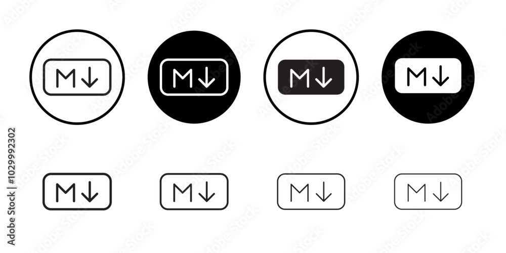 Poster markdown icon outline vector for web ui