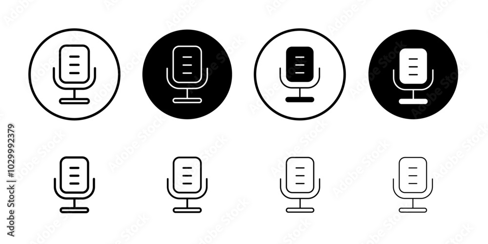 Poster microphone icon outline vector for web ui