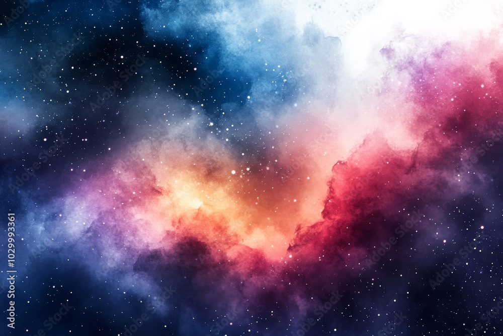 Poster craft a unique watercolor galaxy, with flowing gradients and subtle colors., photo of isolated on tr