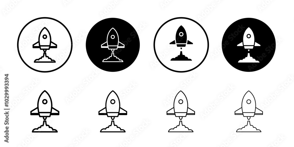 Poster rocket launch outline vector for web ui