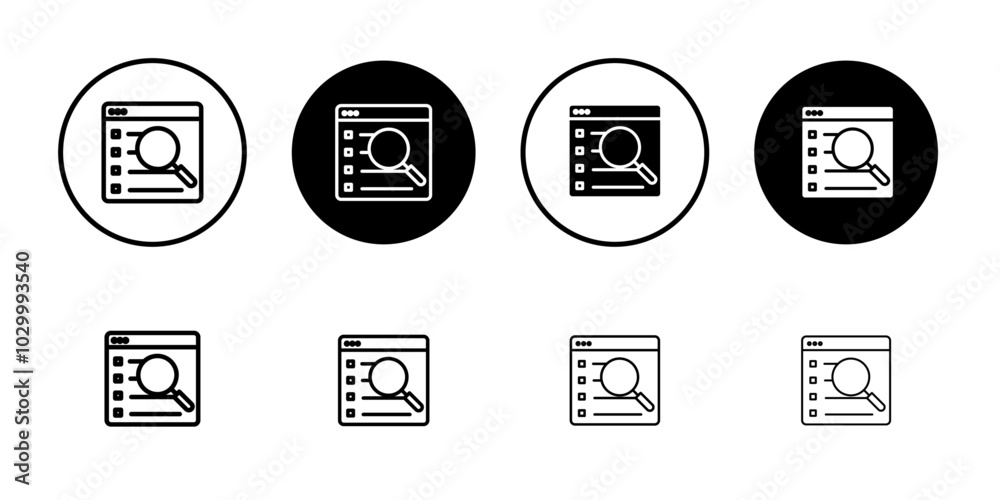 Aufkleber search online icon outline vector for web ui