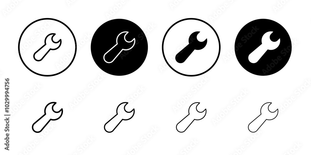 Aufkleber Wrench icon Outline vector for web ui