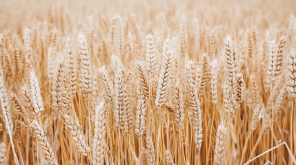 Fototapeta premium Golden Wheat Field Nature's Bounty Smooth Blue Background with Copy Space for Advertisements