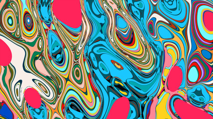 Abstract colorful fluid wave psychedelic liquid background for summer music 2025