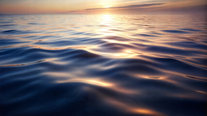 Obraz premium Background of calm sea surface at sunset with gentle ripples reflecting sky light