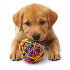 Dog Playing Toy Isolated