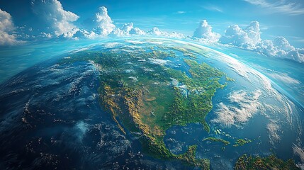 Detailed landforms of planet Earth are displayed.
