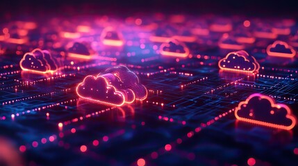 Digital connections are highlighted in a cloud technology networking background.