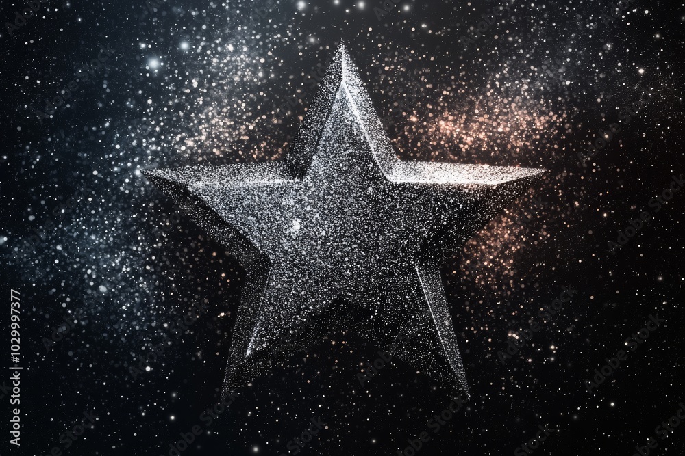 Leinwandbilder get a dazzling aerial view star icon with shimmering particles for your design., photo of isolated o