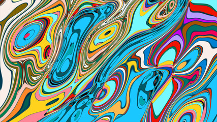 Obraz premium Abstract colorful fluid wave psychedelic liquid background for summer music 2025