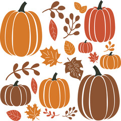 Autumn Pumpkin Set Clipart