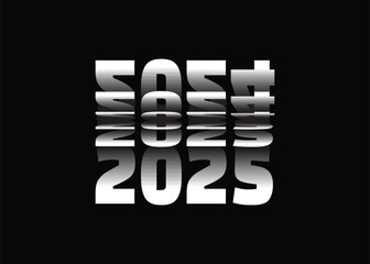 Passing into New Year 2025 Flip text effect isolated on black background, Vector text Illustration.