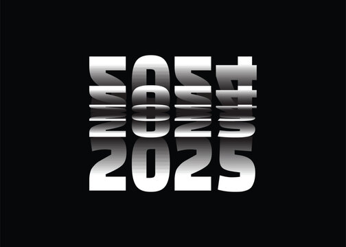 Passing into New Year 2025 Flip text effect isolated on black background, Vector text Illustration.