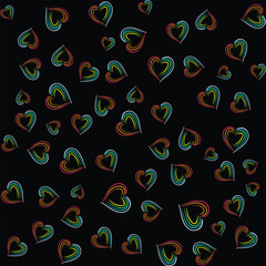 Doodle Rainbow Colors Line Heart Pattern