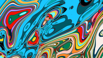 Abstract colorful fluid wave psychedelic liquid background for summer music 2025