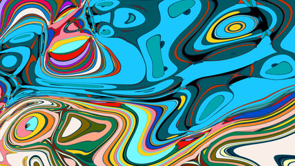 Abstract colorful fluid wave psychedelic liquid background for summer music 2025