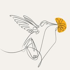 Hummingbird Continuous Line Art 