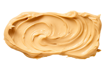 Peanut butter, top view, isolated on a transparent background.