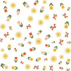 Kids Tulip and Sun Pattern