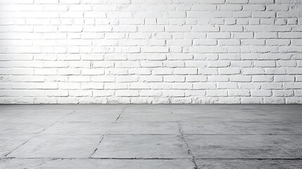 Fototapeta premium White Brick Wall Background for Mockup Design and Product Display Blank Background with Copy Space for Design Projects