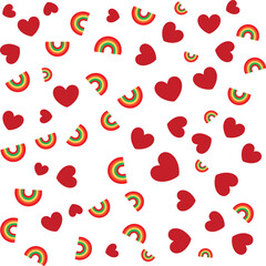 Rainbow and heart peaceful pattern