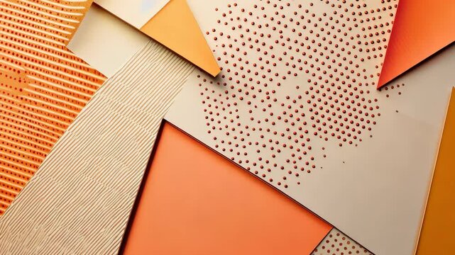 A close-up view of orange and beige textured paper, arranged in a geometric pattern