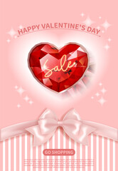 Pink Valentine's Day Sale with Red Heart Jewelry and Bows
