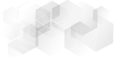 Abstract pattern with hexagonal white and gray technology line paper background.