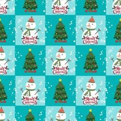 christmas seamless pattern background. Christmas and New Year seamless pattern with snowman, vector illustration