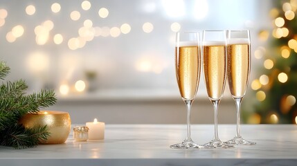 Elegant New Year s Eve Party Scene with Sparkling Champagne Flutes and Opulent Tablescape Decor