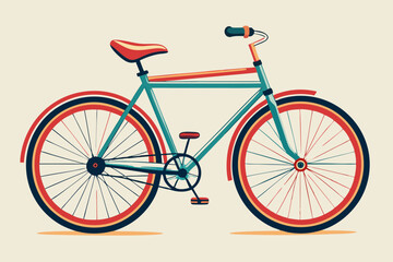 Obraz premium Retro Bicycle Vector Illustration with Bold Colors on White Background