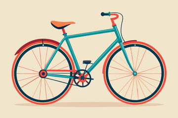 Fototapeta premium Retro Bicycle Vector Illustration with Bold Colors on White Background