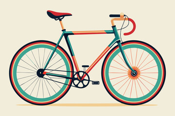 Fototapeta premium Retro Bicycle Vector Illustration with Bold Colors on White Background