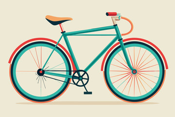 Fototapeta premium Retro Bicycle Vector Illustration with Bold Colors on White Background