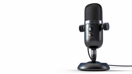 a metallic podcast microphone isolated on white background,  podcast business 