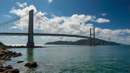 suspension bridge over the river