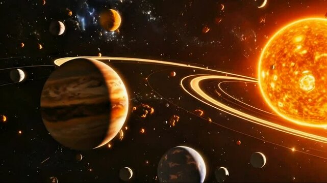 Spread solar system, space science, 4k animation