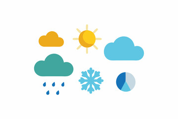Obraz premium Set of Minimalist Weather Icons with Clean Shapes on White Background