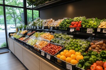 Supermarket for vegan products, AI generated