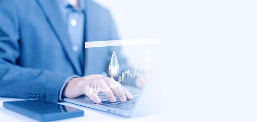 startup entrepreneurship launch rocket start flying up. idea leadership plan development, business projects digital technology network line connection global. concept of strategy startup growth.