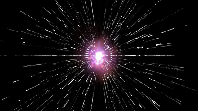 Rays of neon glowing motion. Concept of hyper-speed space travel