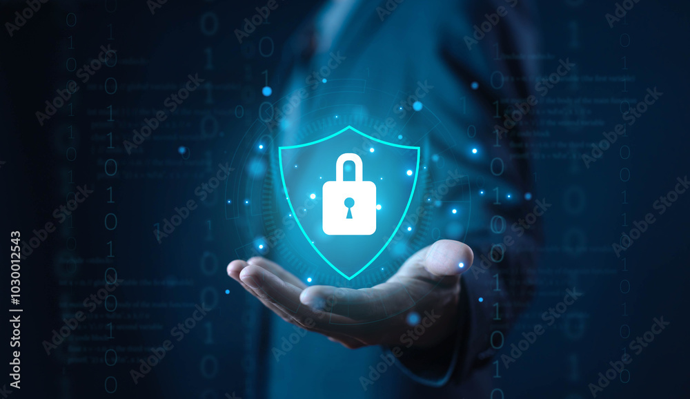 Wall mural cyber security system, safe digital information. cybersecurity concept is secure from attack technol