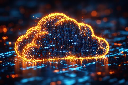 Digital abstract background depicting instant cloud services using binary code.