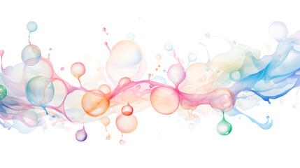 banner multicolored abstract watercolor bubbles on a white background