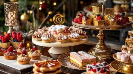 Elegant New Year's Eve Dessert Table with Assorted Treats