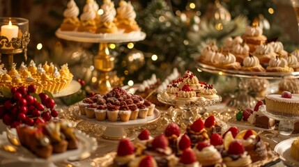 Elegant New Year's Eve Dessert Table with Assorted Treats