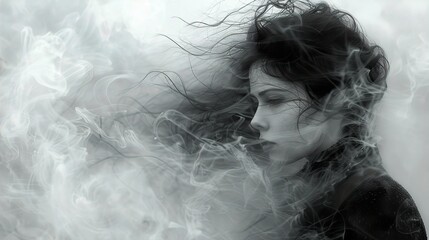 Mystical Portrait of a Woman in Smoke