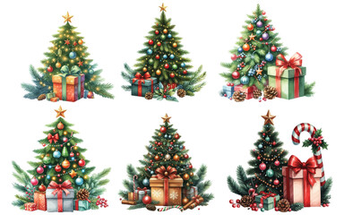 watercolor Christmas tree under gift box vector image 