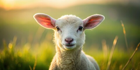 Fototapeta premium Charming lamb portraits nestled in peaceful countryside settings, ideal for nature aficionados. Each artwork conveys tranquility and highlights the essence of pastoral beauty.