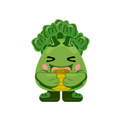 Cute Broccoli Mascot Character Illustration